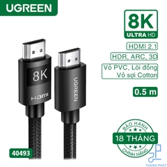 Cáp HDMI 2.1 dài 0,5m 8K60Hz 48Gbps Ugreen 40493