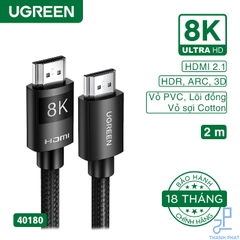 Cáp HDMI 2.1 dài 2m 8K60Hz 48Gbps Ugreen 40180