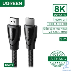 Cáp HDMI 2.1 dài 2m Ultra HD 8K@60Hz Ugreen 80403