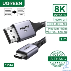 Cáp chuyển đổi Mini HDMI to HDMI dài 1m  8K60Hz Ugreen 15514