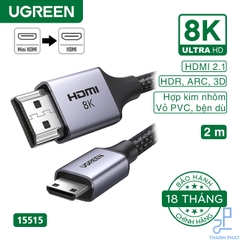 Cáp chuyển đổi Mini HDMI to HDMI dài 2m  8K60Hz Ugreen 15515