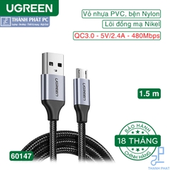 Cáp USB to Micro USB dài 1.5m bọc dù Ugreen 60147