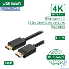 Cáp Displayport chuẩn 1.2 dài 1.5m 4K60Hz Ugreen 10245