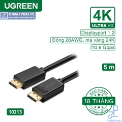 Cáp Displayport chuẩn 1.2 dài 5m 4K30Hz Ugreen 10213