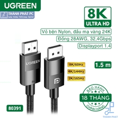 Cáp Displayport 1.4 bện dù dài 1.5m 8K60Hz Ugreen 80391