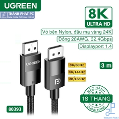 Cáp Displayport 1.4 bện dù dài 3m 8K60Hz Ugreen 80393