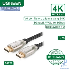 Cáp Displayport 1.2 dài 3m 4K60Hz Ugreen 30121
