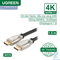 Cáp Displayport 1.2 dài 1,5m 4K60Hz Ugreen 30119