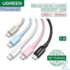 Cáp Type-C 60W dài 1m Ugreen (Nhiều màu)