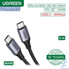 Cáp Type-C 240W bện nylon dài 2m Ugreen 90440