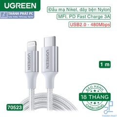 Cáp Type-C to Lightning chuẩn MFI dài 1m Ugreen 70523