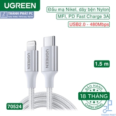Cáp Type-C to Lightning chuẩn MFI dài 1.5m Ugreen 70524