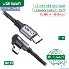 Cáp Type-C bẻ góc 90 dài 1m Ugreen 50123