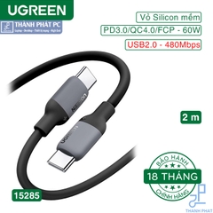Cáp Type-C silicon mềm dài 2m Ugreen 15285