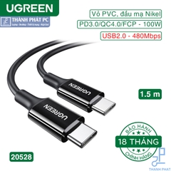 Cáp Type-C PD 100W/5A dài 1.5m Ugreen 20528