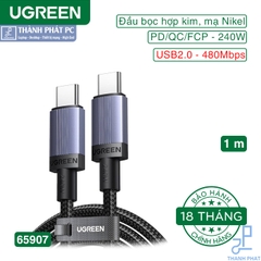 Cáp Type-C bọc dù 240W dài 1m Ugreen 65907