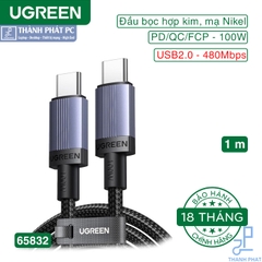 Cáp Type-C bọc dù 100W dài 1m Ugreen 65832