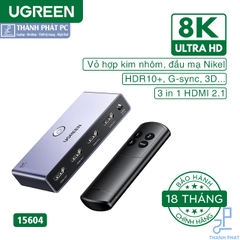 Bộ gộp HDMI 2.1 chuyển mạch 3 vào 1 8K60hz Ugreen 15604
