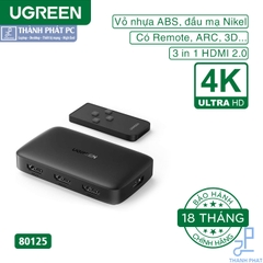 Thiết bị Gộp HDMI 3 vào 1 4K30Hz có điều khiển Ugreen 80125