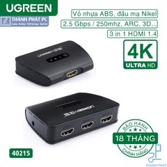Bộ gộp HDMI 3 vào 1 ra hỗ trợ 3D Full HD Ugreen 40215