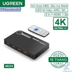 Bộ gộp HDMI 3 vào 1 ra hỗ trợ 3D 4K30hz Ugreen 40234