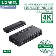 Bộ gộp HDMI 5 vào 1 ra chuẩn 2.0 4K60Hz Ugreen 90512