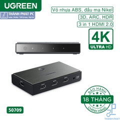 Bộ gộp HDMI 3 vào 1 ra HDMI 2.0 4K60Hz Ugreen 50709