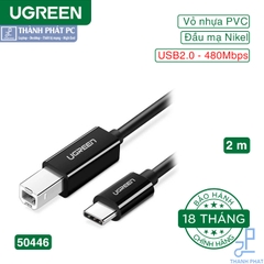 Cáp máy in USB 2.0 Type-C to Type-B dài 2m Ugreen 50446