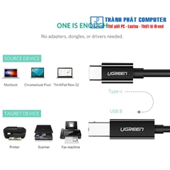 Cáp máy in USB 2.0 Type-C to Type-B dài 1m Ugreen 80811