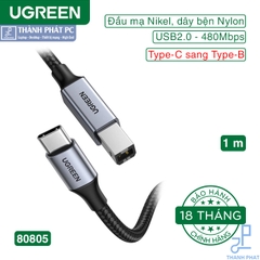 Cáp máy in USB Type-C bọc dù dài 1m Ugreen 80805