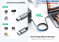 Cáp máy in USB Type-C bọc dù dài 2m Ugreen 80807