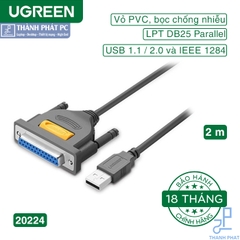 Cáp máy in USB to DB25 Parallel dài 2m Ugreen 20224