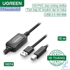 Cáp máy in USB 2.0 có IC khuếch đại dài 10m Ugreen 10374