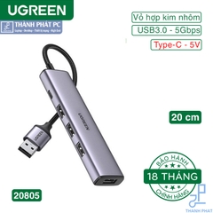 Hub chia USB 3.0 Type-A ra 4 cổng USB 3.0 vỏ nhôm Ugreen 20805