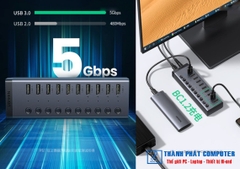 Bộ HUB chia 7 cổng USB 3.0 vỏ nhôm, công tắc Ugreen 90307