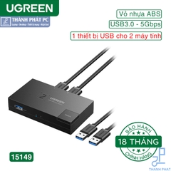 KVM Switch 2 vào 1 cổng USB 3.0 Ugreen 15149