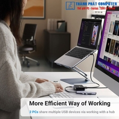 KVM Switch 2 vào 1 cổng USB 3.0 Ugreen 15149