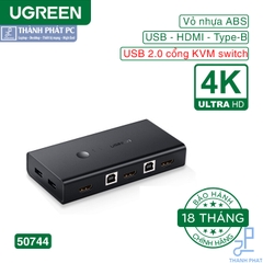 Bộ chuyển đổi 2 máy tính 1 màn hình HDMI - Auto 2 USB KVM Switch Ugreen 50744