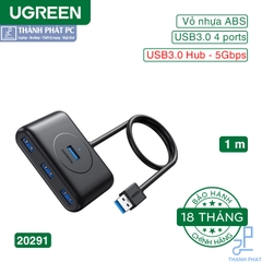 Hub USB 3.0 ra 4 cổng có nguồn dài 1m Ugreen 20291