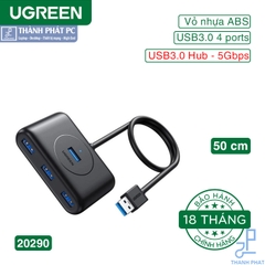 Hub USB 3.0 ra 4 cổng có nguồn dài 50cm Ugreen 20290