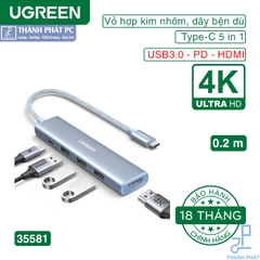 Hub USB Type-C Revodok 5 in 1 HDMI 4K@30Hz Ugreen 35581