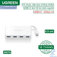 Bộ chia USB Type-C ra 4 cổng USB 3.0 Nguồn Type-C Ugreen 30278