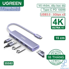 Hub Type-C 5 trong 1 Revodok HDMI USB 3.0 PD Ugreen 35582