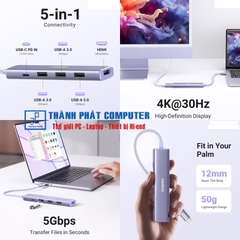 Hub Type-C 5 trong 1 Revodok HDMI USB 3.0 PD Ugreen 35582