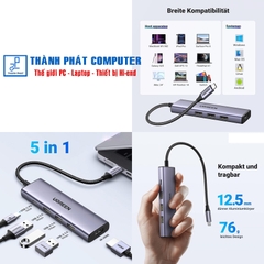 Hub Type-C 5 trong 1 HDMI 4K60z USB3.0 PD Ugreen 15597