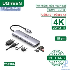 Hub Type-C 6 in 1 HDMI/USB/SD/TF Ugreen 20956A