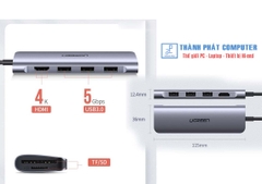 Hub Type-C 6 in 1 HDMI/USB 3.0/SD/TF Ugreen 70410