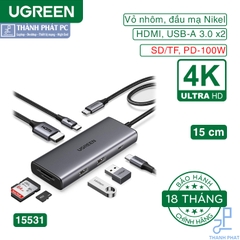 Hub Type-C 7 in 1 HDMI USB3.2 SD/TF  PD Ugreen 15531