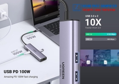 Hub Type-C 7 in 1 HDMI/USB/LAN Gigabit/PD 100W/SD/TF Ugreen 60515