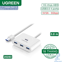 Hub USB 3.0 ra 4 cổng dài 80cm Ugreen 20283